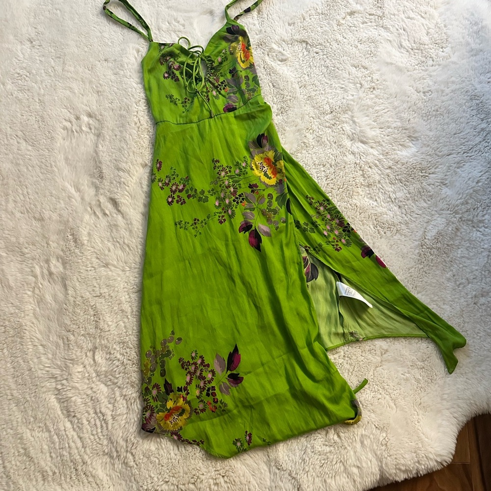 Urban Outfitters Green Asymmetrical Embellished Sundress